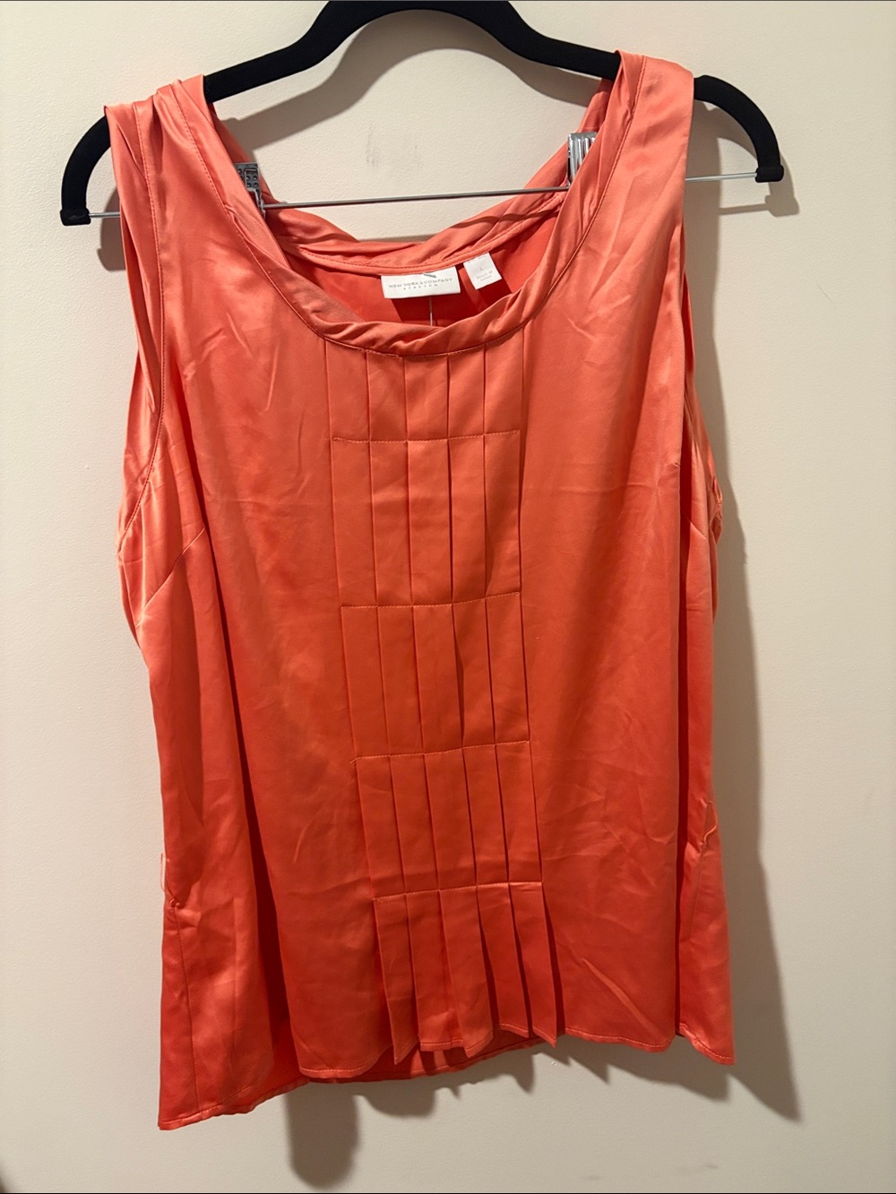 New York & Company Coral Sleeveless Pleated Front Camisole